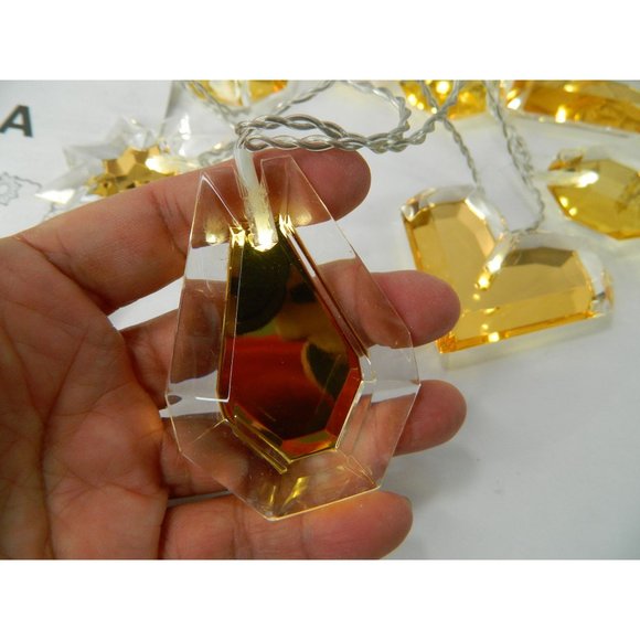 Ikea Lights String Amber Gold 10ft Hearts, Diamonds, Snowflakes, Circles Lucite - Picture 14 of 16